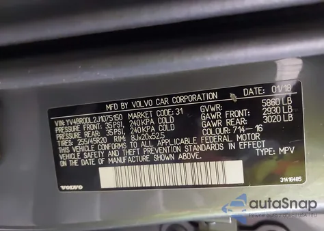 2018 Volvo Xc60 Hybrid T8 Inscription z USA, uszkodzony, nr VIN YV4BR0DL2J1075150